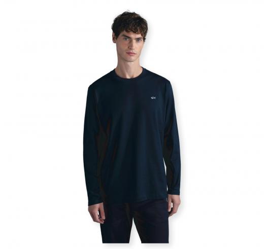 PAUL SHARK T Shirt Uomo Manica Lunga Cotone Jersey Regular Fit 99311006 Colore Blu Scuro