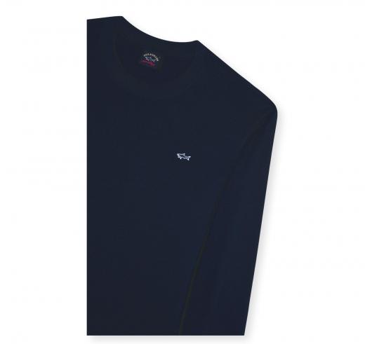 PAUL SHARK T Shirt Uomo Manica Lunga Cotone Jersey Regular Fit 99311006 Colore Blu Scuro