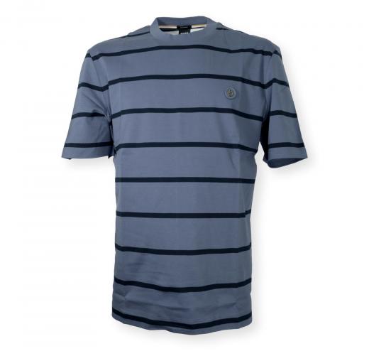 BOSS T Shirt Uomo In Cotone Mercerizzato Con Monogramma Double B C Taut 01 50555844 Colore Blu a Righe