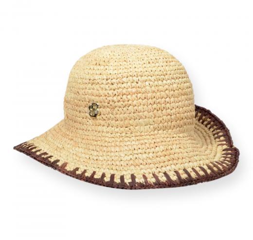 BOSS Cappello Donna In Rafia Con Logo Dorato Danika CR 50562247 Colore Beige