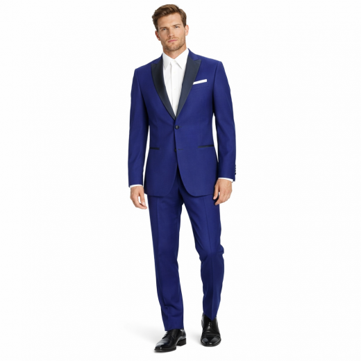 SIMBOLS Smoking Uomo Bluette Slim Fit Lana Marzotto Cerimonia Made in Italy