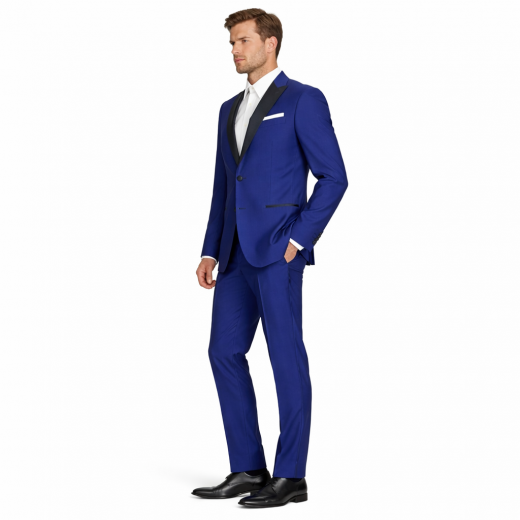 SIMBOLS Smoking Uomo Bluette Slim Fit Lana Marzotto Cerimonia Made in Italy