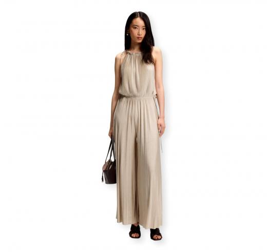 BOSS Tuta Donna Jumpsuit Con Pieghe Plissé In Jersey Lucente Edecki 50559000 Colore Beige