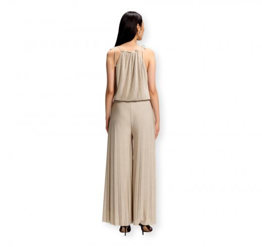 BOSS Tuta Donna Jumpsuit Con Pieghe Plissé In Jersey Lucente Edecki 50559000 Colore Beige