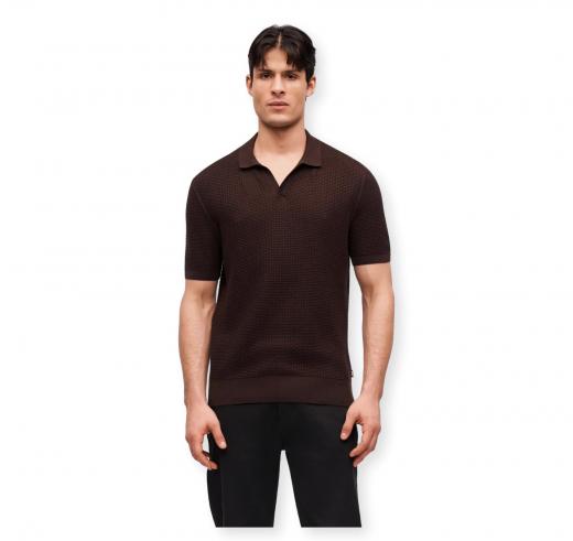 BOSS Polo Uomo In Cotone Elasticizzato Regular Fit H Natalo 50561613 Colore Marrone Scuro