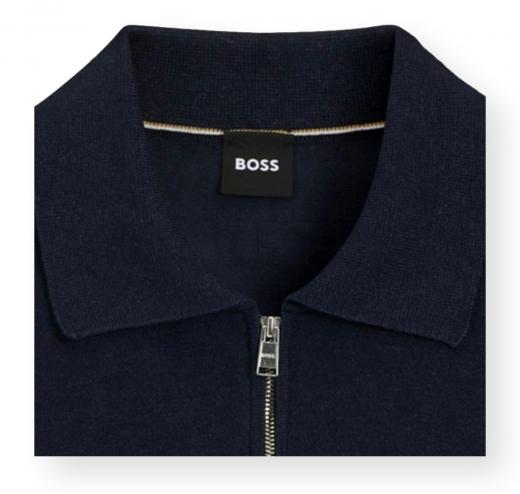 BOSS Polo Uomo Mezza Zip In Misto Lino H Norbertino 50560474 Colore Blu