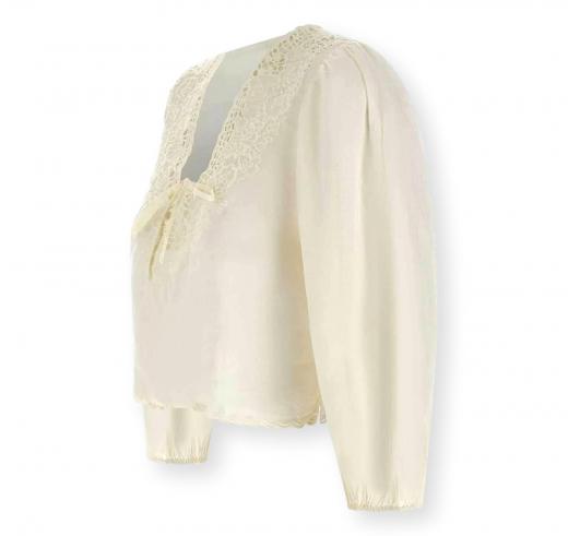 BOSS Blusa Donna Taglio Crop Con Orlo Merlettato C Briketta 50556734 Colore Avorio