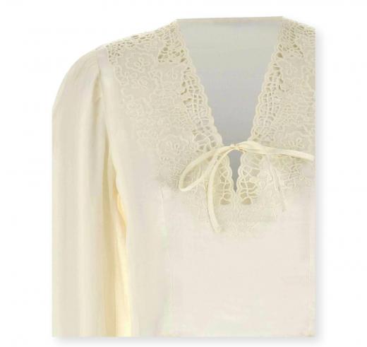 BOSS Blusa Donna Taglio Crop Con Orlo Merlettato C Briketta 50556734 Colore Avorio