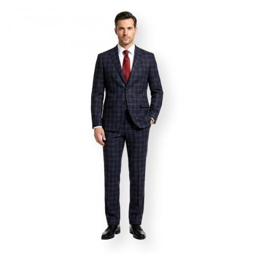 ALESSANDRO GILLES Abito Uomo Blu Quadri Slim Fit Lana Elegante A222 2089