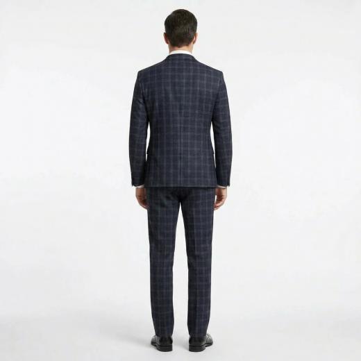 ALESSANDRO GILLES Abito Uomo Blu Quadri Slim Fit Lana Elegante A222 2089