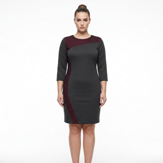LISA KOTT Abito con Giacca Donna Curvy Style Nero Bordo' 4058 Made in Italy