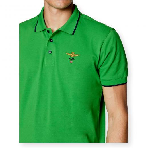 AERONAUTICA MILITARE Polo Uomo Basica In Cotone Manica Corta PO1308 Colore Verde Chiaro