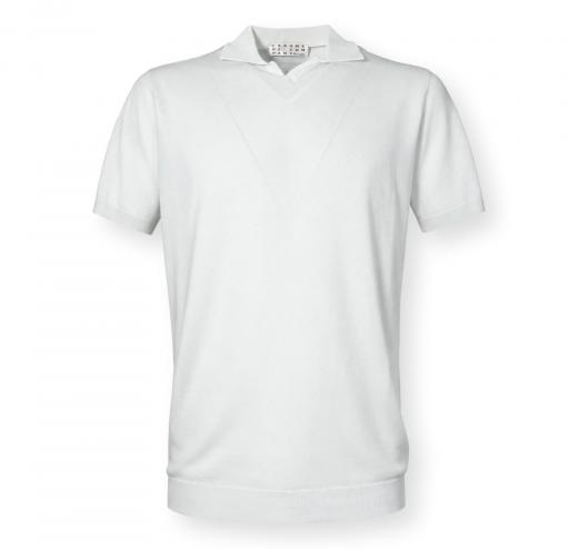 CASHMERE COMPANY Polo Uomo In Cotone E Lino C26S18 Colore Bianco 102