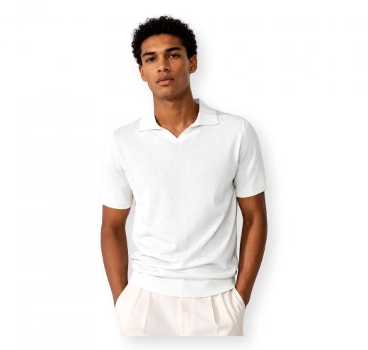 CASHMERE COMPANY Polo Uomo In Cotone E Lino C26S18 Colore Bianco 102