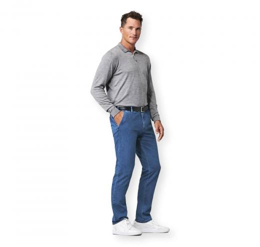 MEYER Pantalone Uomo Elasticizzato Travel Perfect Fit Oslo 1-4122/16 Colore Blu Denim