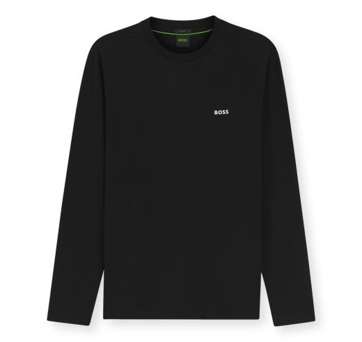 BOSS T shirt Uomo Manica Lunga In Cotone Elasticizzato Con Logo A Contrasto Tee Long 50506365 Colore Nero