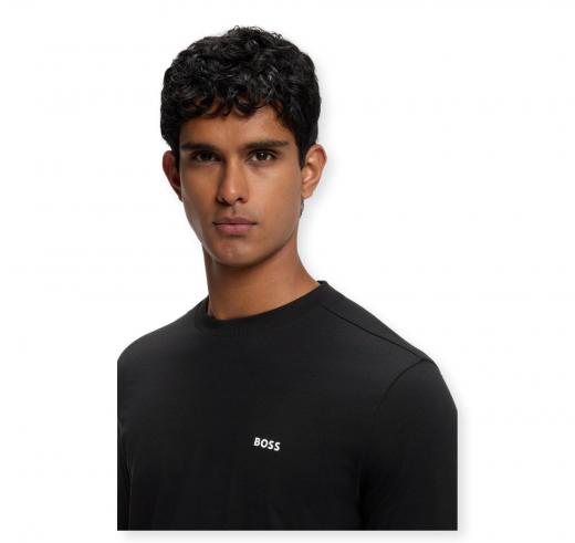 BOSS T shirt Uomo Manica Lunga In Cotone Elasticizzato Con Logo A Contrasto Tee Long 50506365 Colore Nero