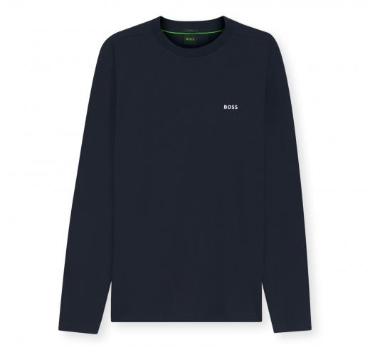BOSS T shirt Uomo Manica Lunga In Cotone Elasticizzato Con Logo A Contrasto Tee Long 50506365 Colore Blu Scuro