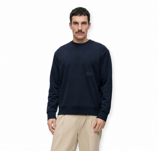 BOSS Felpa Uomo Girocollo In Cotone SW Crewneck 50564103 Colore Blu Scuro