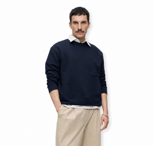 BOSS Felpa Uomo Girocollo In Cotone SW Crewneck 50564103 Colore Blu Scuro