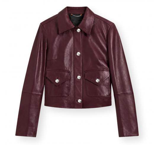 BOSS Giubbotto Donna in Pelle Con Bottoni Con Logo C Sakara 50562735 Colore Bordeaux