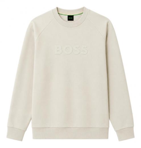 BOSS Felpa Uomo Girocollo In Cotone Elasticizzato Regular Fit Salbo 50565307 Colore Beige