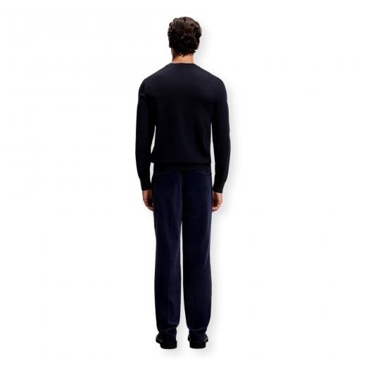 BOSS Maglione Uomo in Lana Merino Extrafine Girocollo Leno 50571914 Blu