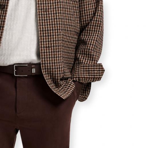 BOSS Cintura Uomo in Pelle Italiana con Fibbia Logo Elio Sz35 50529898 Colore Marrone