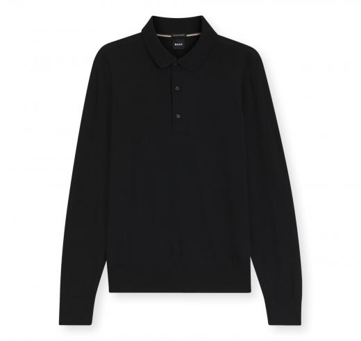 BOSS Polo Uomo in Lana Merino Extrafine H Lancione 50565503 Colore Nero
