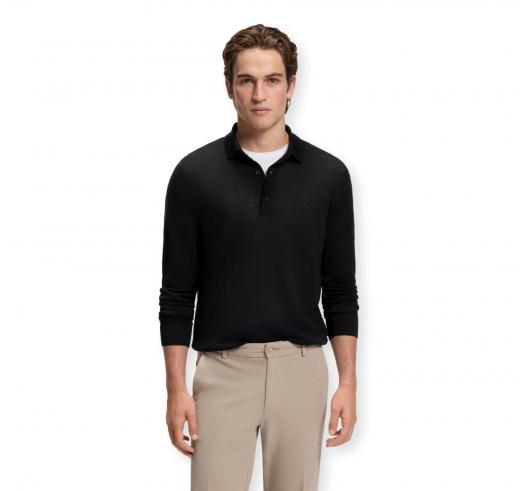 BOSS Polo Uomo in Lana Merino Extrafine H Lancione 50565503 Colore Nero