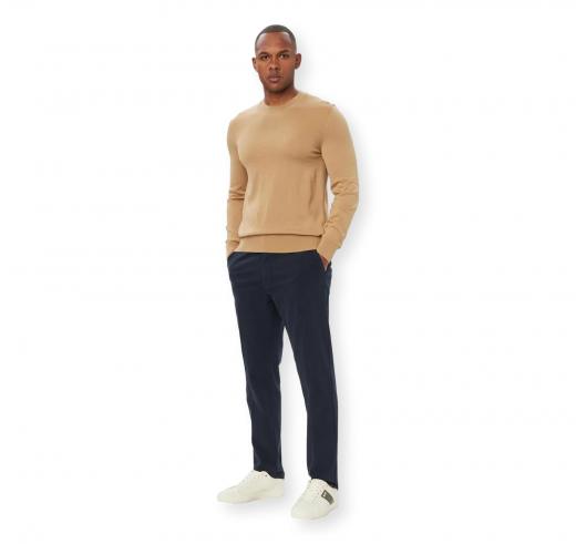 BOSS Maglione Uomo in Lana Merino Extrafine Girocollo Leno 50571914 Beige