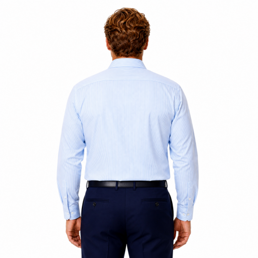 XACUS Camicia Uomo Active Shirt Evolution Classic Fit a Righe 31643001 Bianco Celeste
