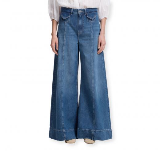 BOSS Jeans Donna a Gamba Larga con Lavaggio Vintage JANE HR 50564408 Blu
