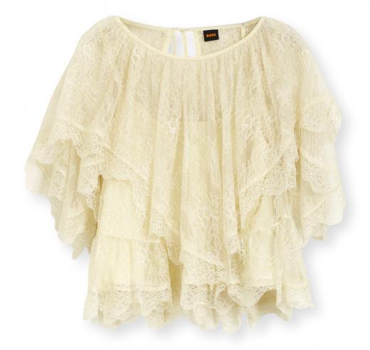 BOSS Camicetta Donna a Mantellina con Rifiniture in Pizzo C Bennedy 50564694 Colore Beige