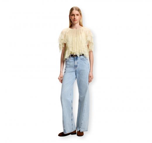 BOSS Camicetta Donna a Mantellina con Rifiniture in Pizzo C Bennedy 50564694 Colore Beige