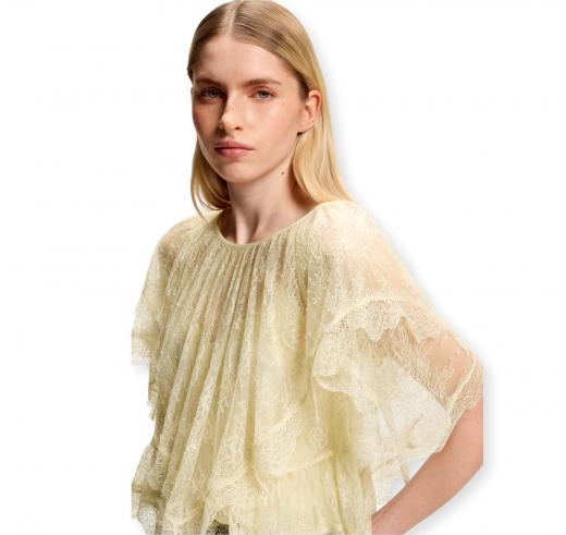 BOSS Camicetta Donna a Mantellina con Rifiniture in Pizzo C Bennedy 50564694 Colore Beige