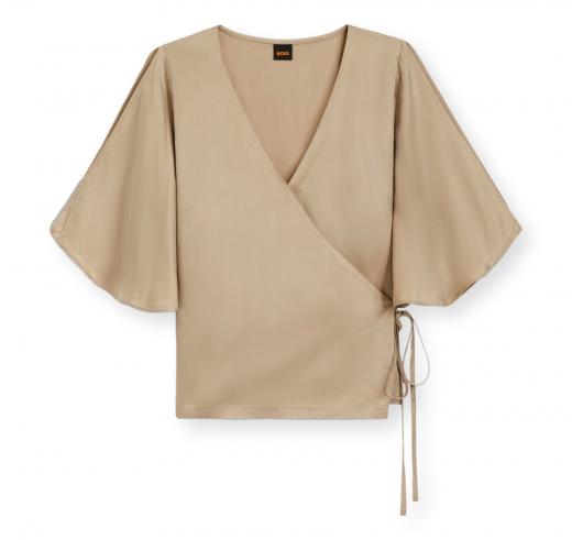 BOSS Camicetta Donna con Parte Anteriore Incrociata e Maniche a Kimono C Bireni 50564270 Colore Beige