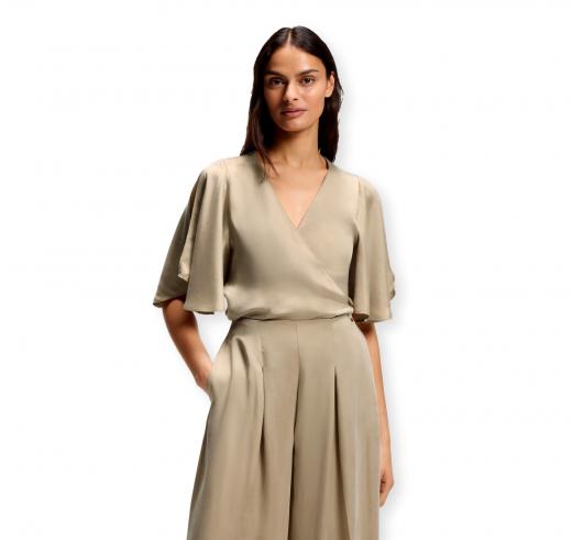 BOSS Camicetta Donna con Parte Anteriore Incrociata e Maniche a Kimono C Bireni 50564270 Colore Beige