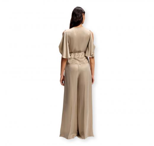 BOSS Camicetta Donna con Parte Anteriore Incrociata e Maniche a Kimono C Bireni 50564270 Colore Beige