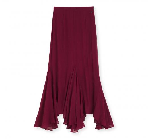 BOSS Gonna Donna Midi Asimmetrica in Crepe Drappeggiato C Vilezia 50564710 Colore Bordeaux