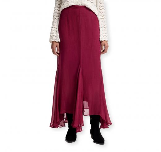 BOSS Gonna Donna Midi Asimmetrica in Crepe Drappeggiato C Vilezia 50564710 Colore Bordeaux