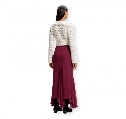 BOSS Gonna Donna Midi Asimmetrica in Crepe Drappeggiato C Vilezia 50564710 Colore Bordeaux