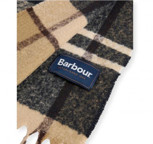 BARBOUR Sciarpa Yorklane Tartan in Bouclé con Frange USC0403TN391 Colore Beige Tartan