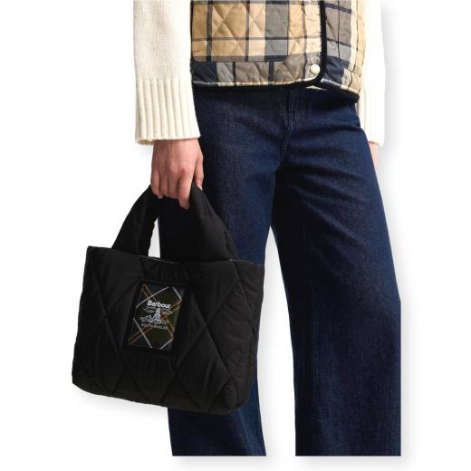 BARBOUR Connie Mini Borsa Tote Donna Trapuntata Nera con Tracolla LBA0551BK311