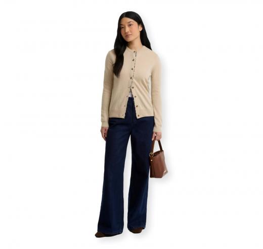 BARBOUR Cardigan Donna Pendle Misto Lana con Dettagli Tartan LKN1076BE54 Beige