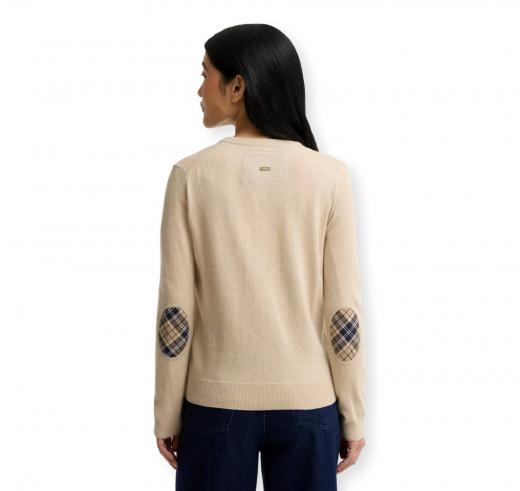 BARBOUR Cardigan Donna Pendle Misto Lana con Dettagli Tartan LKN1076BE54 Beige