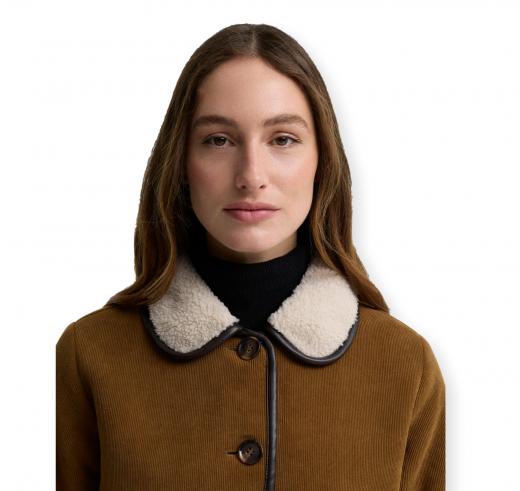 BARBOUR Giacca Donna in Pile a Coste con Ecopelliccia Penny LCA0423BR31 Beige