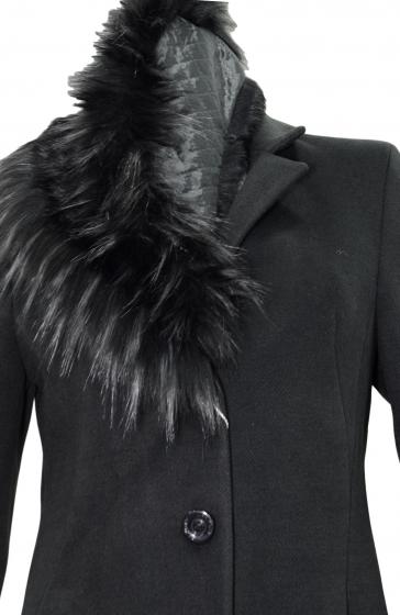 LISA KOTT Cappotto Donna Curvy Style Collo Staccabile Nero 6041