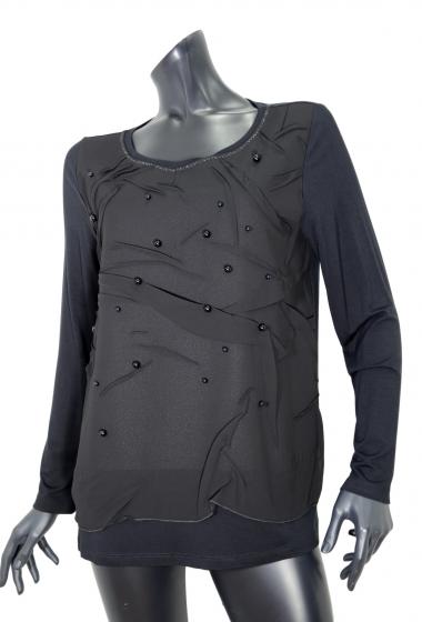 DONATELLA DE PAOLI Maglia Donna 18D2086 Colore Nero Con Perline Made in Italy