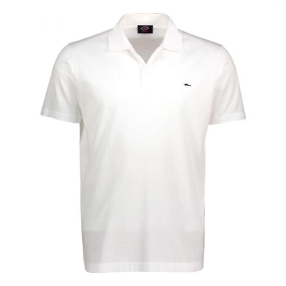 PAUL SHARK Polo Uomo In Cotone Organico Pique' Con Shark Badge C0P1013 010 Colore Bianco